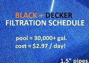 20x40 pool filtration schedule 1.5 inch pipe / Black + Decker 1.5hp pump