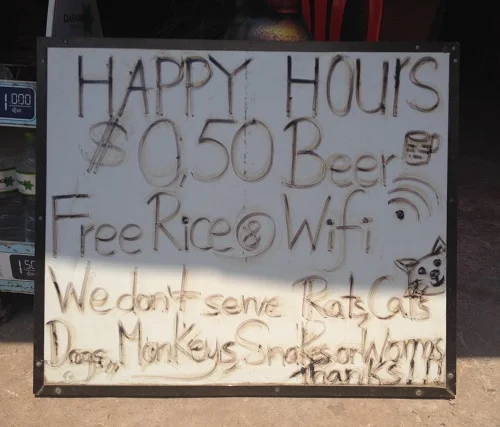Cambodia restaurant - no rats, cats, dogs, monkeys