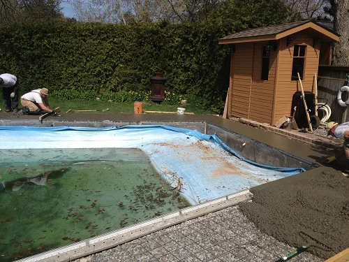 finishing a concrete pool deck