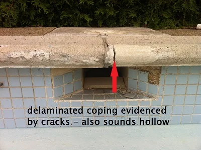 broken pool coping causes tile failure