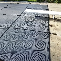 rectangle pool with 

diving board safety cover installation progress pictures