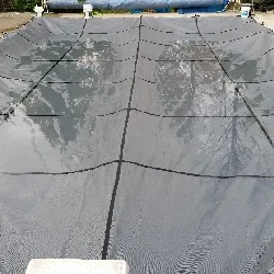 rectangle pool with 

diving board safety cover installation progress pictures