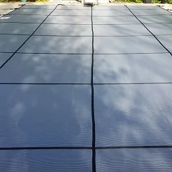 rectangle pool with 

diving board safety cover installation progress pictures