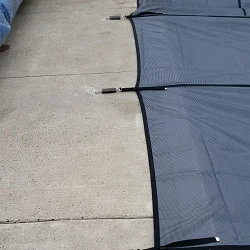 rectangle pool with diving 

board safety cover installation progress pictures