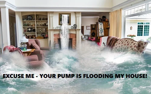 flooding the neighbors house wile draining a pool