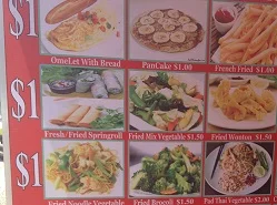 restaurant menu in Cambodia