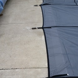 rectangle pool with diving
board safety cover installation progress pictures