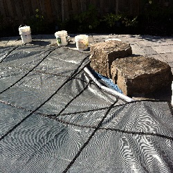 safety cover installation
with waterfall progress pics