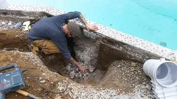 Removal of old concrete pool skimmer