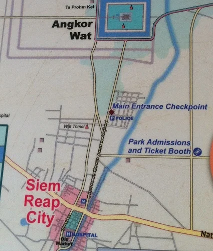 map of Siem Reap and Angkor Wat