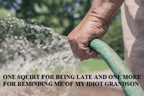 old lady spraying you with a hose