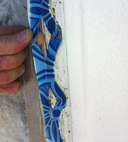 leaking vinyl pool steps from stretching