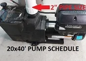 20x40 pool filtration schedule 2 inch pipe / Hayward super pump