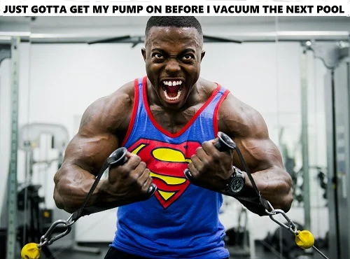 huge swimming pool worker