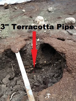 pipe in bottom of sinkhole