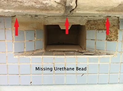 missing urethane bead on pool coping